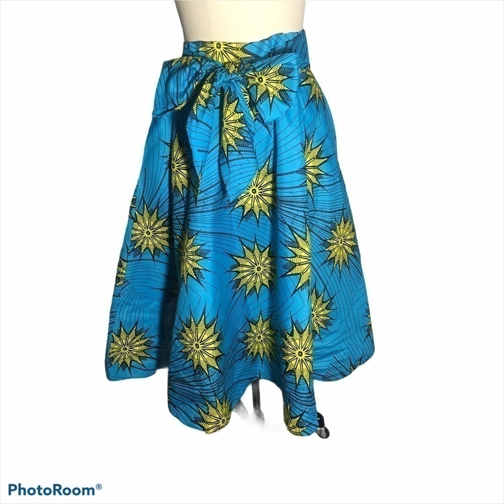 NEW African Print SKIRT Fully Lined w/ Side Pockets (SKU: 007) and Waist Tie